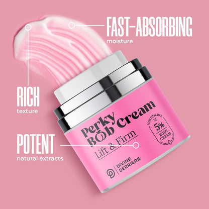 Divine Derriere Perky Body Cream - Lift & Firm Skin Tightening Cream for Body, Moisturizing Chest Firming Cream with Volufiline for a Perkier Look & Toned Décolleté, 1.7 Fl Oz Avelisse