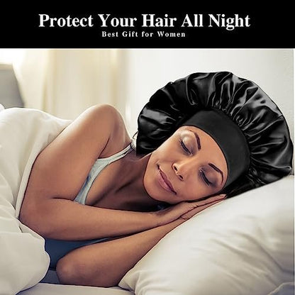 12-Pack Large Satin Bonnets for Sleeping - Silky Hair Bonnet for Black Women, Braids, Curly Hair Avelisse