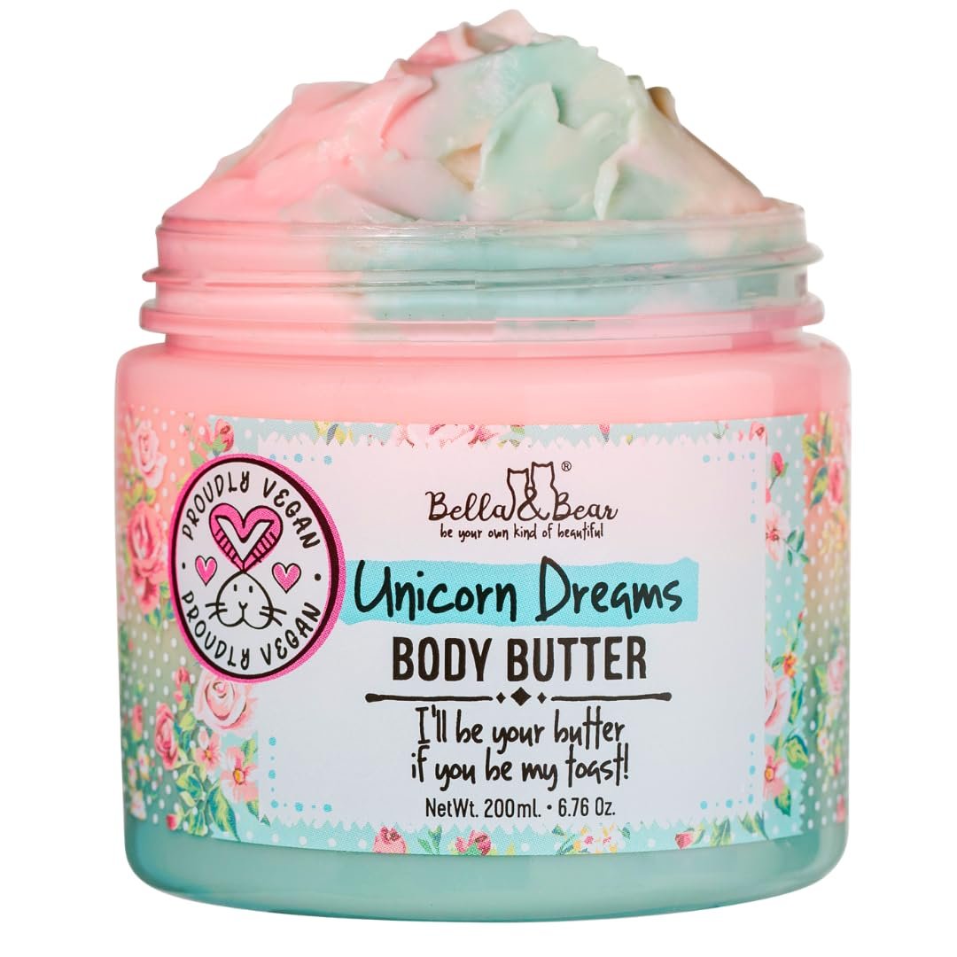 Whipped Body Butter for Women & Teens – Bella & Bear Unicorn Dreams – Hydrating & Moisturizing Cream – Vegan, Cruelty-Free – Mango, Pineapple & Vanilla Avelisse