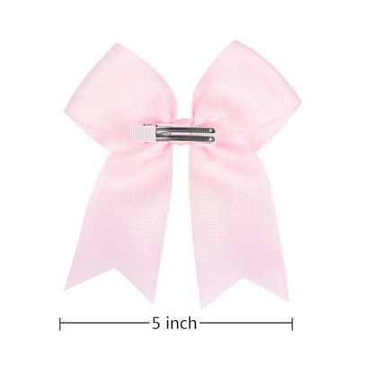 12-Pcs 5-Inch Large Grosgrain Ribbon Cheer Bows with Alligator Hair Clips - Stylish Hair Accessories for Little Girls, Teens, and Cheerleaders