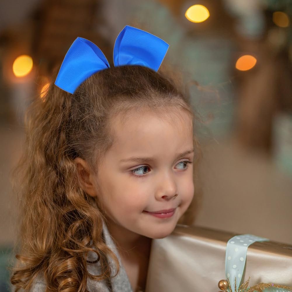 12-Pcs 5-Inch Large Grosgrain Ribbon Cheer Bows with Alligator Hair Clips - Stylish Hair Accessories for Little Girls, Teens, and Cheerleaders - görsel 11