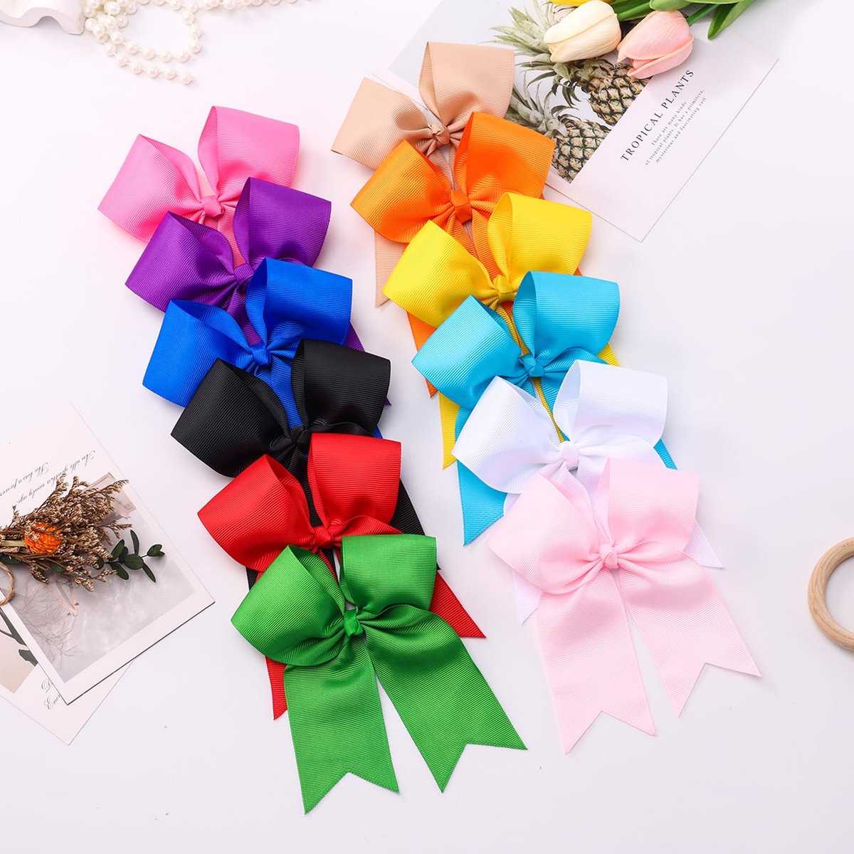 12-Pcs 5-Inch Large Grosgrain Ribbon Cheer Bows with Alligator Hair Clips - Stylish Hair Accessories for Little Girls, Teens, and Cheerleaders - görsel 15