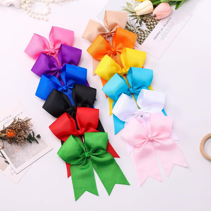 12-Pcs 5-Inch Large Grosgrain Ribbon Cheer Bows with Alligator Hair Clips - Stylish Hair Accessories for Little Girls, Teens, and Cheerleaders
