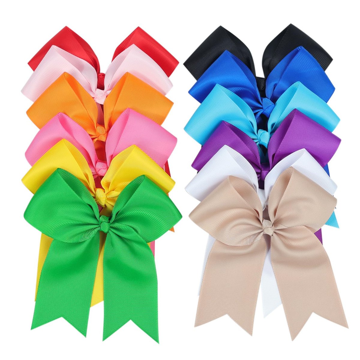 12-Pcs 5-Inch Large Grosgrain Ribbon Cheer Bows with Alligator Hair Clips - Stylish Hair Accessories for Little Girls, Teens, and Cheerleaders - görsel 1