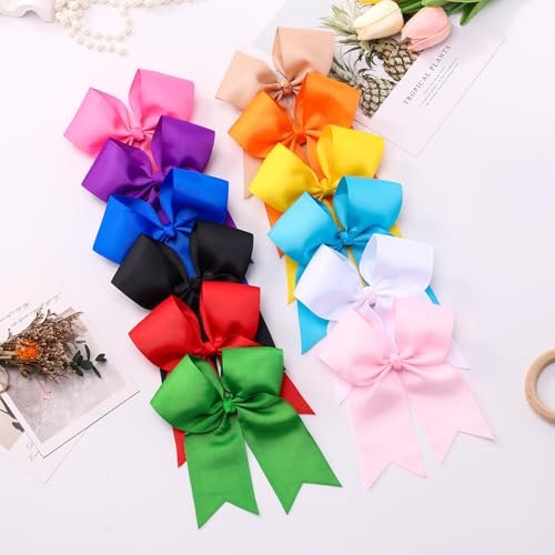 12-Pcs 5-Inch Large Grosgrain Ribbon Cheer Bows with Alligator Hair Clips - Stylish Hair Accessories for Little Girls, Teens, and Cheerleaders - görsel 16