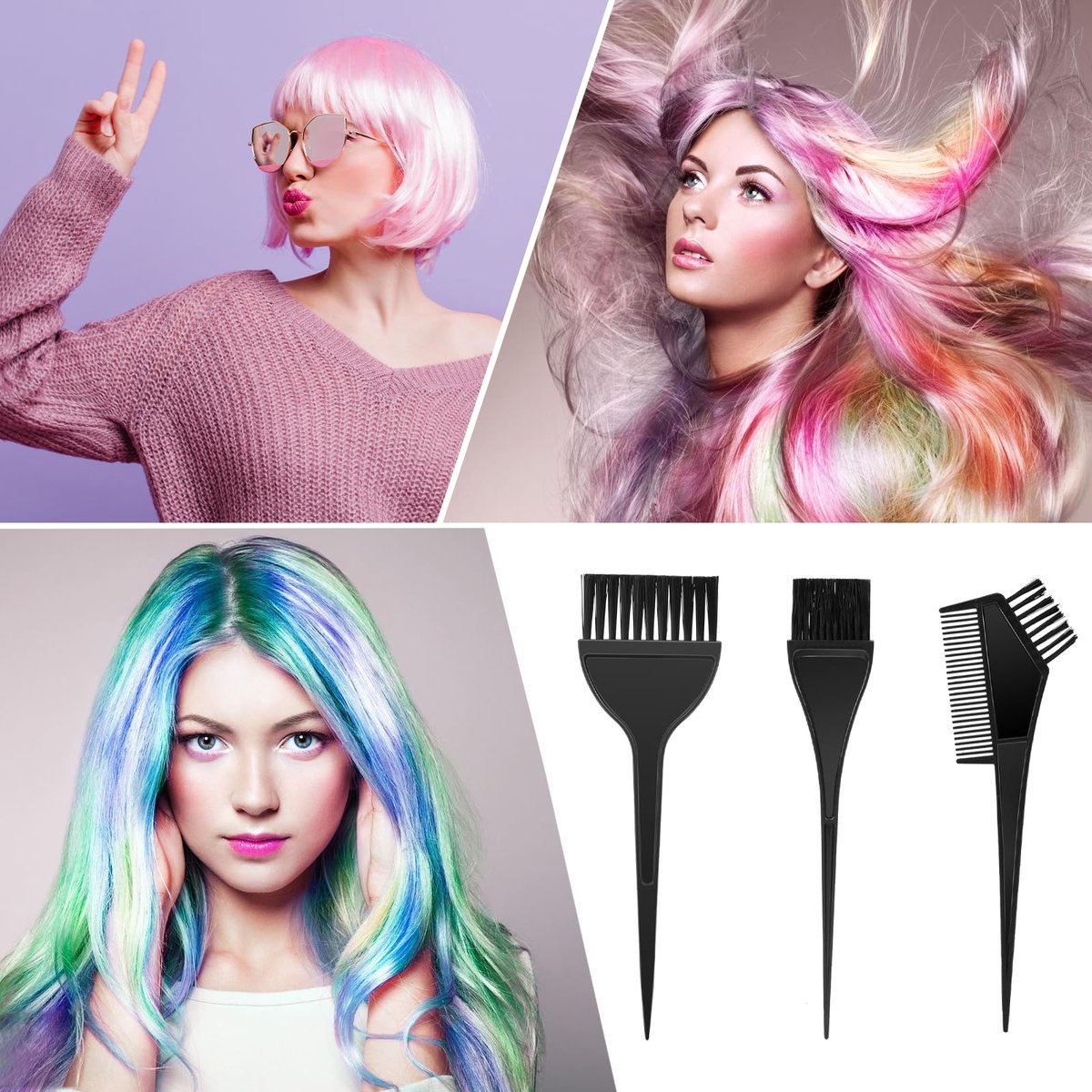 3Pcs Professional Salon Hair Color Applicator Kit - Hair Tint Dyeing Brush Set for Coloring and Dyeing - görsel 11