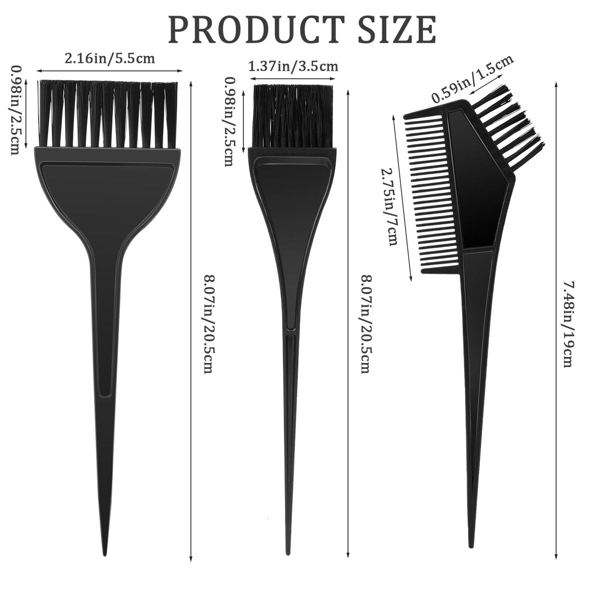 3Pcs Professional Salon Hair Color Applicator Kit - Hair Tint Dyeing Brush Set for Coloring and Dyeing - görsel 7