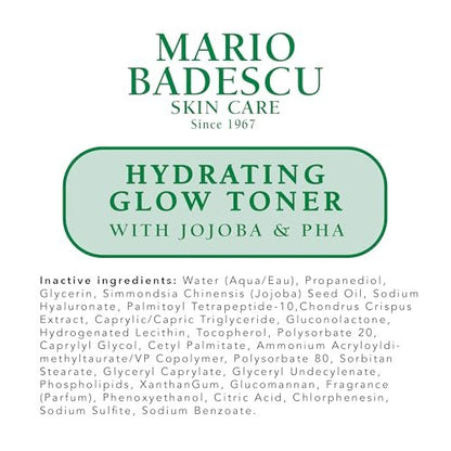 Mario Badescu Hydrating Glow Toner with Jojoba & PHA – Brightening & Rejuvenating Facial Toner for Luminous Skin, Cooling Sensation, 8 Fl Oz Avelisse