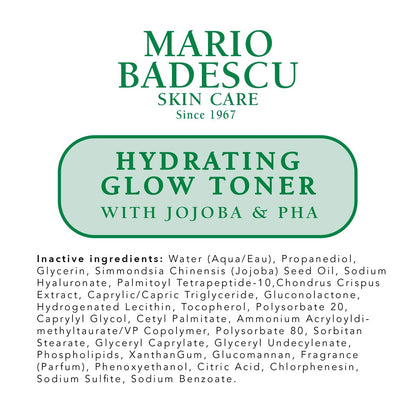 Mario Badescu Hydrating Glow Toner with Jojoba & PHA – Brightening & Rejuvenating Facial Toner for Luminous Skin, Cooling Sensation, 8 Fl Oz Avelisse