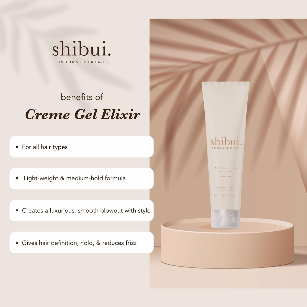 SHIBUI Creme Gel Elixir - Weightless Styling & Texture with Thermal Protection, Vegan & Sulfate-Free, 6 Fl Oz Avelisse