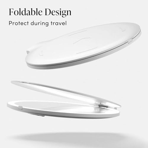 Fancii Abigail Rechargeable Travel Makeup Mirror with LED Light, 8" Foldable Stand, 3 Color Lighting, Dimmable & Lightweight Portable Vanity Mirror Avelisse