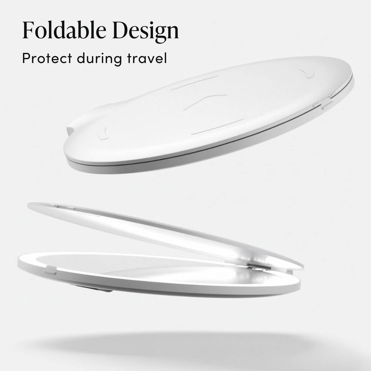 Fancii Abigail Rechargeable Travel Makeup Mirror with LED Light, 8" Foldable Stand, 3 Color Lighting, Dimmable & Lightweight Portable Vanity Mirror Avelisse