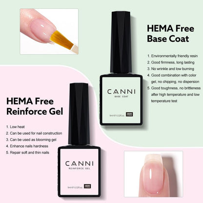CANNI 6-Piece Hema-Free Nail Dehydrator Primer, Base Coat, Diamond Gel Top Coat & Matte Top Coat Gel Nail Polish Set – Soak Off LED Starter Kit for Manicure Salon Avelisse