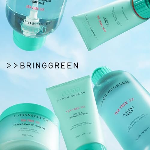 BRING GREEN Tea Tree Cica Trouble Cleansing Foam - Mild Cleanser for Exfoliation, Blackheads, Whiteheads, Sensitive Skin (10.1 Fl Oz, 300ml) Avelisse