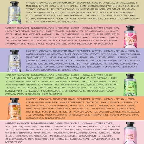 Yoken 20% Shea Butter Hand Cream Gift Set – 6-Piece Tin Set with Almond, Citrus Verbena & Floral Scents, 6 x 1 OZ - görsel 14
