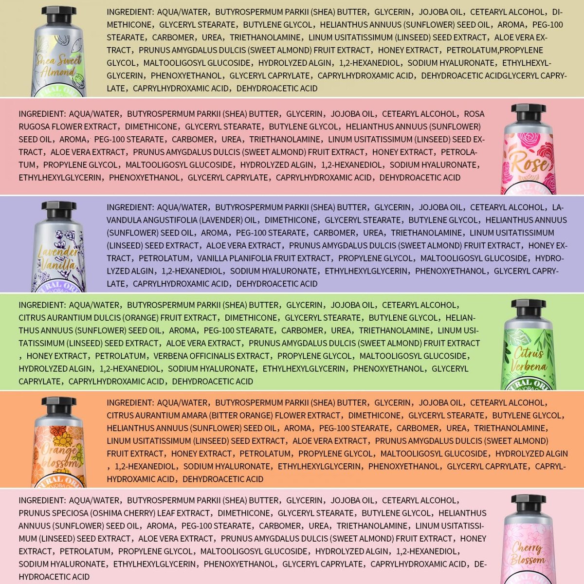 Yoken 20% Shea Butter Hand Cream Gift Set – 6-Piece Tin Set with Almond, Citrus Verbena & Floral Scents, 6 x 1 OZ - görsel 13