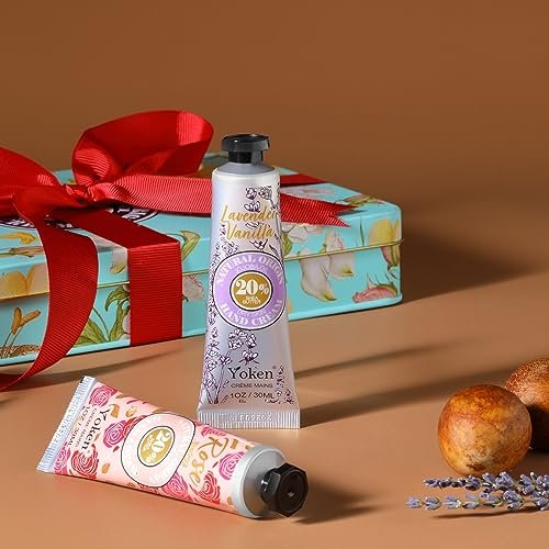 Yoken 20% Shea Butter Hand Cream Gift Set – 6-Piece Tin Set with Almond, Citrus Verbena & Floral Scents, 6 x 1 OZ - görsel 4