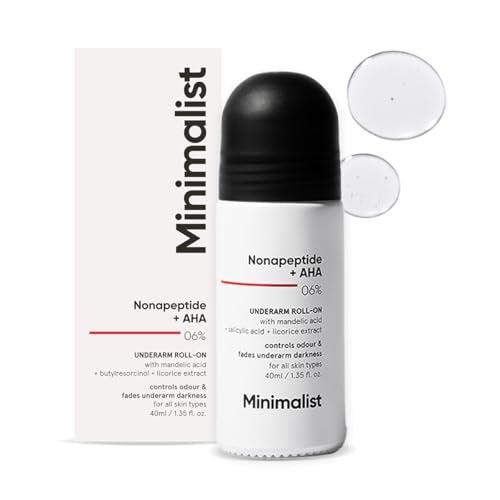 Minimalist Natural Aluminium Free Deodorant - Odour Control & Underarm Brightening with Nonapeptide + AHA BHA 06% - Exfoliating Roll On for Women & Men - 40 ml Avelisse