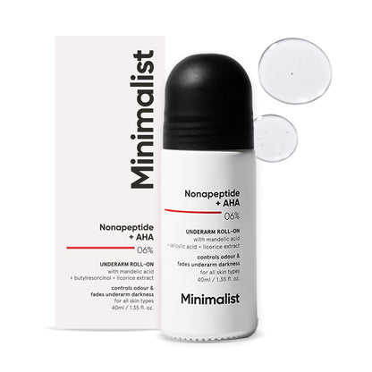 Minimalist Natural Aluminium Free Deodorant - Odour Control & Underarm Brightening with Nonapeptide + AHA BHA 06% - Exfoliating Roll On for Women & Men - 40 ml Avelisse