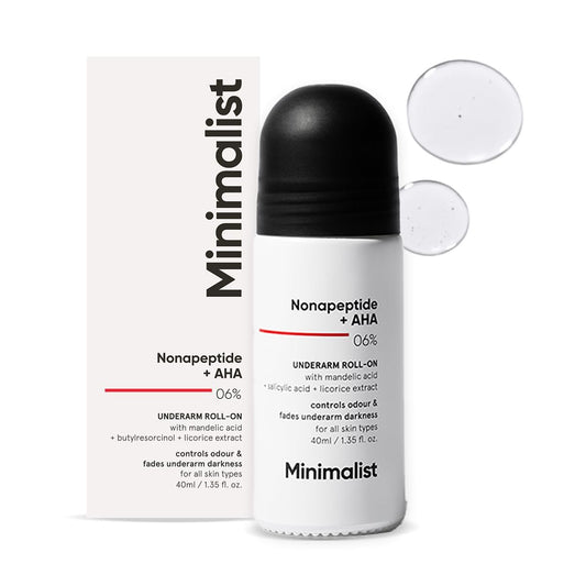 Minimalist Natural Aluminium Free Deodorant - Odour Control & Underarm Brightening with Nonapeptide + AHA BHA 06% - Exfoliating Roll On for Women & Men - 40 ml Avelisse