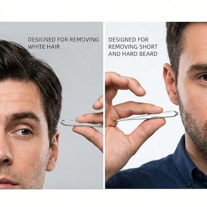 AUSOMTEK Precision Stainless Steel Tweezers for Beard & Hair Plucking – Fine 10mm Tip with Anti-Slip Slot Design, Cyan Case Avelisse