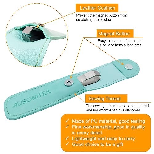AUSOMTEK Precision Stainless Steel Tweezers for Beard & Hair Plucking – Fine 10mm Tip with Anti-Slip Slot Design, Cyan Case Avelisse