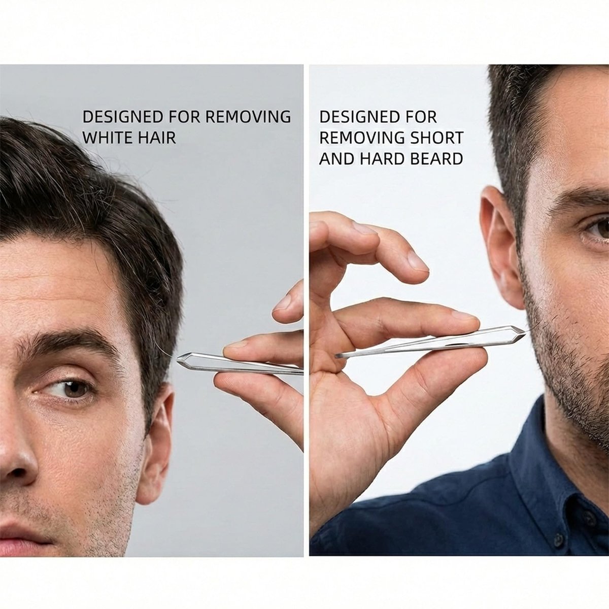 AUSOMTEK Precision Stainless Steel Tweezers for Beard & Hair Plucking – Fine 10mm Tip with Anti-Slip Slot Design, Cyan Case Avelisse