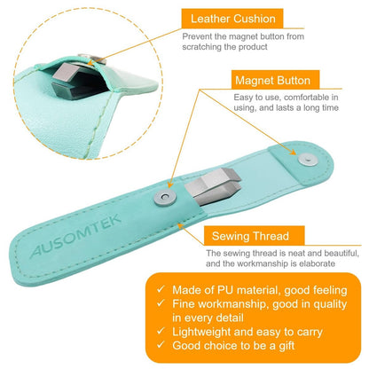 AUSOMTEK Precision Stainless Steel Tweezers for Beard & Hair Plucking – Fine 10mm Tip with Anti-Slip Slot Design, Cyan Case Avelisse