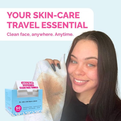 Elizabeth Mott Thank Me Later Disposable Face Towels – 100% Biobased Facial Washcloths for Cleansing, Makeup Removal & Skincare – Ultra-Soft, Lint-Free, Extra Absorbent for Sensitive Skin – 50 Count Avelisse