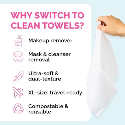 Elizabeth Mott Thank Me Later Disposable Face Towels – 100% Biobased Facial Washcloths for Cleansing, Makeup Removal & Skincare – Ultra-Soft, Lint-Free, Extra Absorbent for Sensitive Skin – 50 Count Avelisse