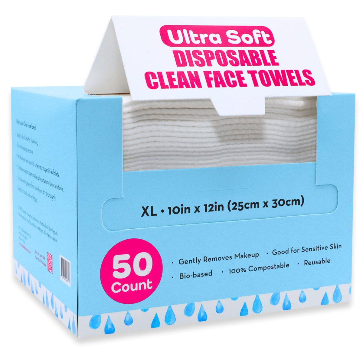 Elizabeth Mott Thank Me Later Disposable Face Towels – 100% Biobased Facial Washcloths for Cleansing, Makeup Removal & Skincare – Ultra-Soft, Lint-Free, Extra Absorbent for Sensitive Skin – 50 Count Avelisse