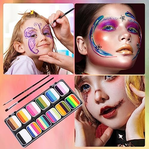Vtrem Face Paint Kit for Adults – 35 Color Oil Palette & 3 Brushes Set, Washable Face Painting Pallet for Cosplay Clown Makeup, Masquerade - görsel 4