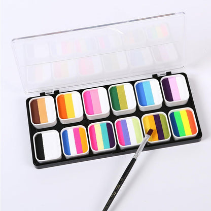 Vtrem Face Paint Kit for Adults – 35 Color Oil Palette & 3 Brushes Set, Washable Face Painting Pallet for Cosplay Clown Makeup, Masquerade