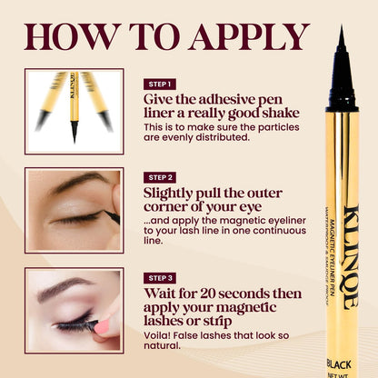 KLINQE Black Eyeliner Eyelash Glue Liner - Latex Free Magnetic Liner for Strip Lashes & Magnetic Eyelashes, Smudge Proof Strong Hold Avelisse