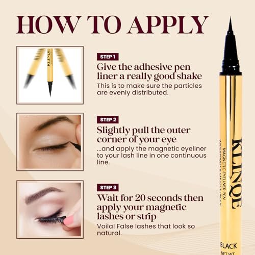 KLINQE Black Eyeliner Eyelash Glue Liner - Latex Free Magnetic Liner for Strip Lashes & Magnetic Eyelashes, Smudge Proof Strong Hold Avelisse