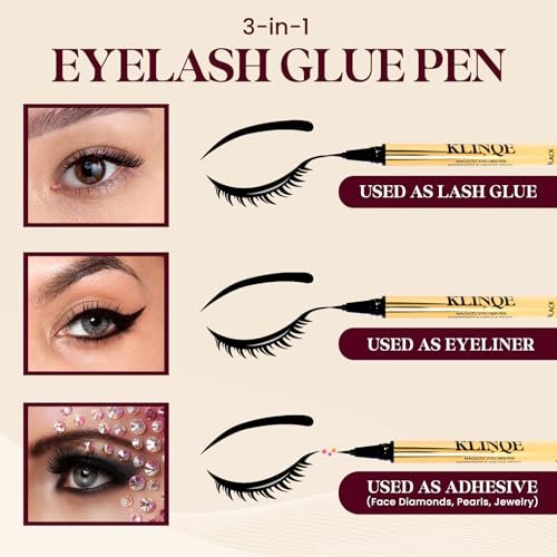 KLINQE Black Eyeliner Eyelash Glue Liner - Latex Free Magnetic Liner for Strip Lashes & Magnetic Eyelashes, Smudge Proof Strong Hold Avelisse