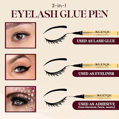 KLINQE Black Eyeliner Eyelash Glue Liner - Latex Free Magnetic Liner for Strip Lashes & Magnetic Eyelashes, Smudge Proof Strong Hold Avelisse