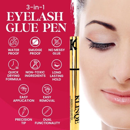 KLINQE Black Eyeliner Eyelash Glue Liner - Latex Free Magnetic Liner for Strip Lashes & Magnetic Eyelashes, Smudge Proof Strong Hold Avelisse