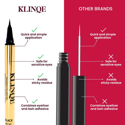 KLINQE Black Eyeliner Eyelash Glue Liner - Latex Free Magnetic Liner for Strip Lashes & Magnetic Eyelashes, Smudge Proof Strong Hold Avelisse