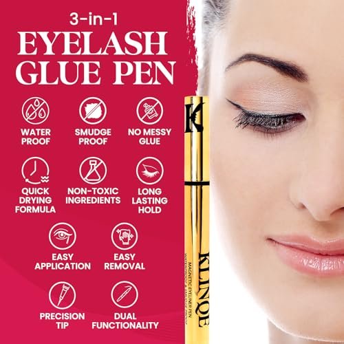 KLINQE Black Eyeliner Eyelash Glue Liner - Latex Free Magnetic Liner for Strip Lashes & Magnetic Eyelashes, Smudge Proof Strong Hold Avelisse