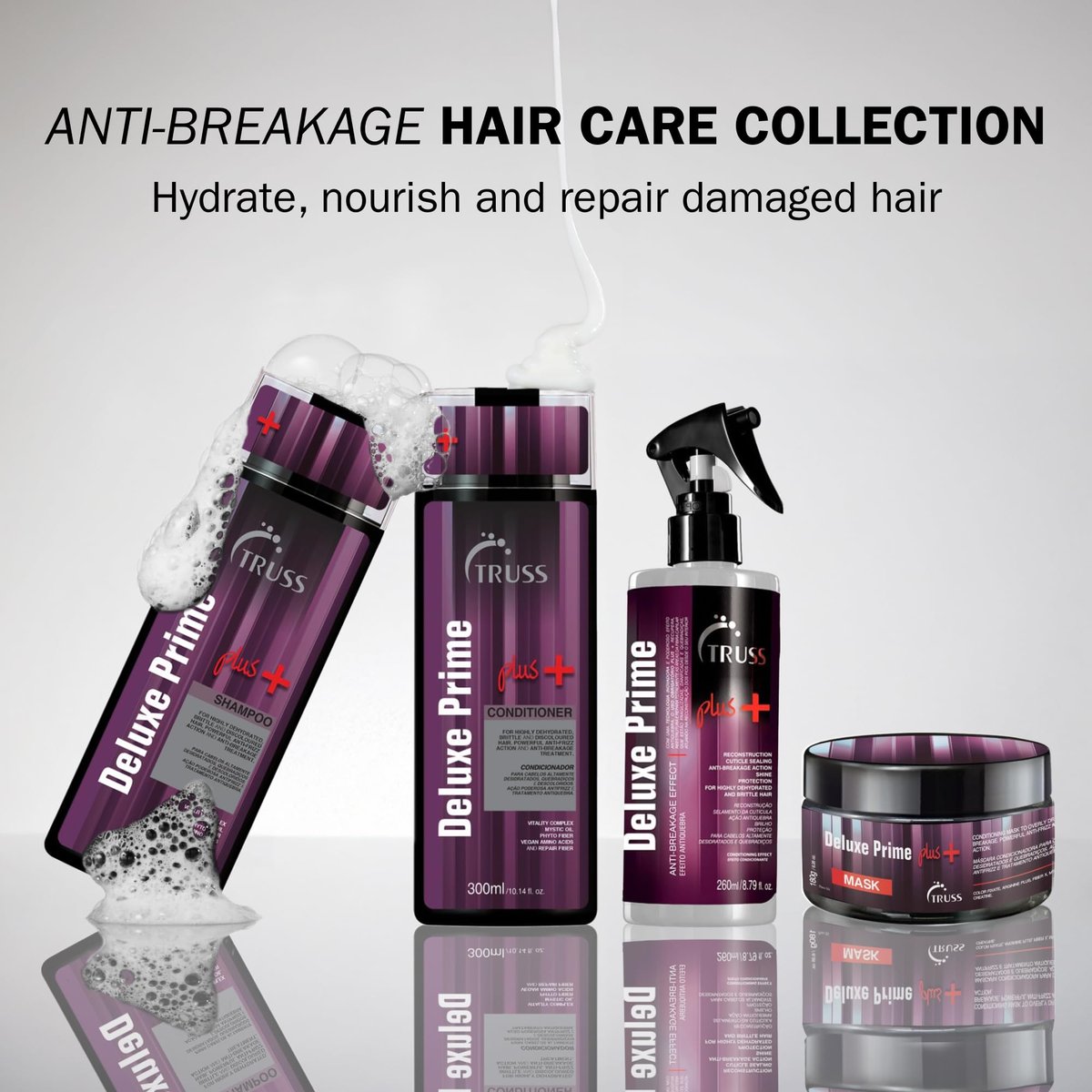 TRUSS Deluxe Prime Plus+ Moisturizing Shampoo for Dry, Damaged Hair - Frizz Control & Breakage Defense, 10.1 Fl Oz Avelisse