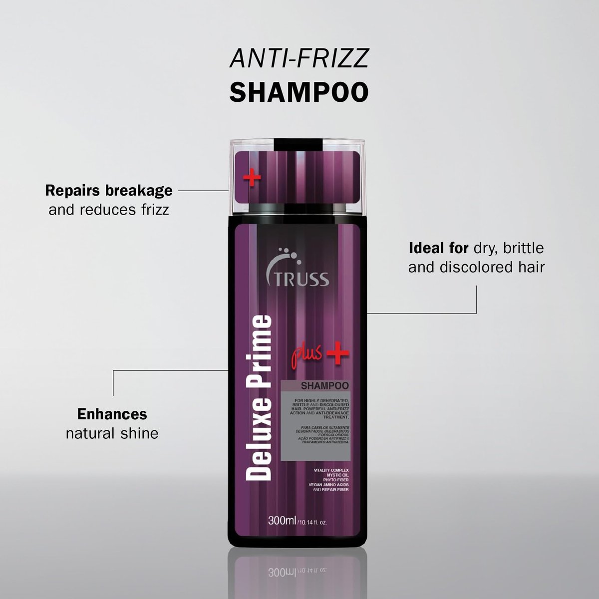 TRUSS Deluxe Prime Plus+ Moisturizing Shampoo for Dry, Damaged Hair - Frizz Control & Breakage Defense, 10.1 Fl Oz Avelisse