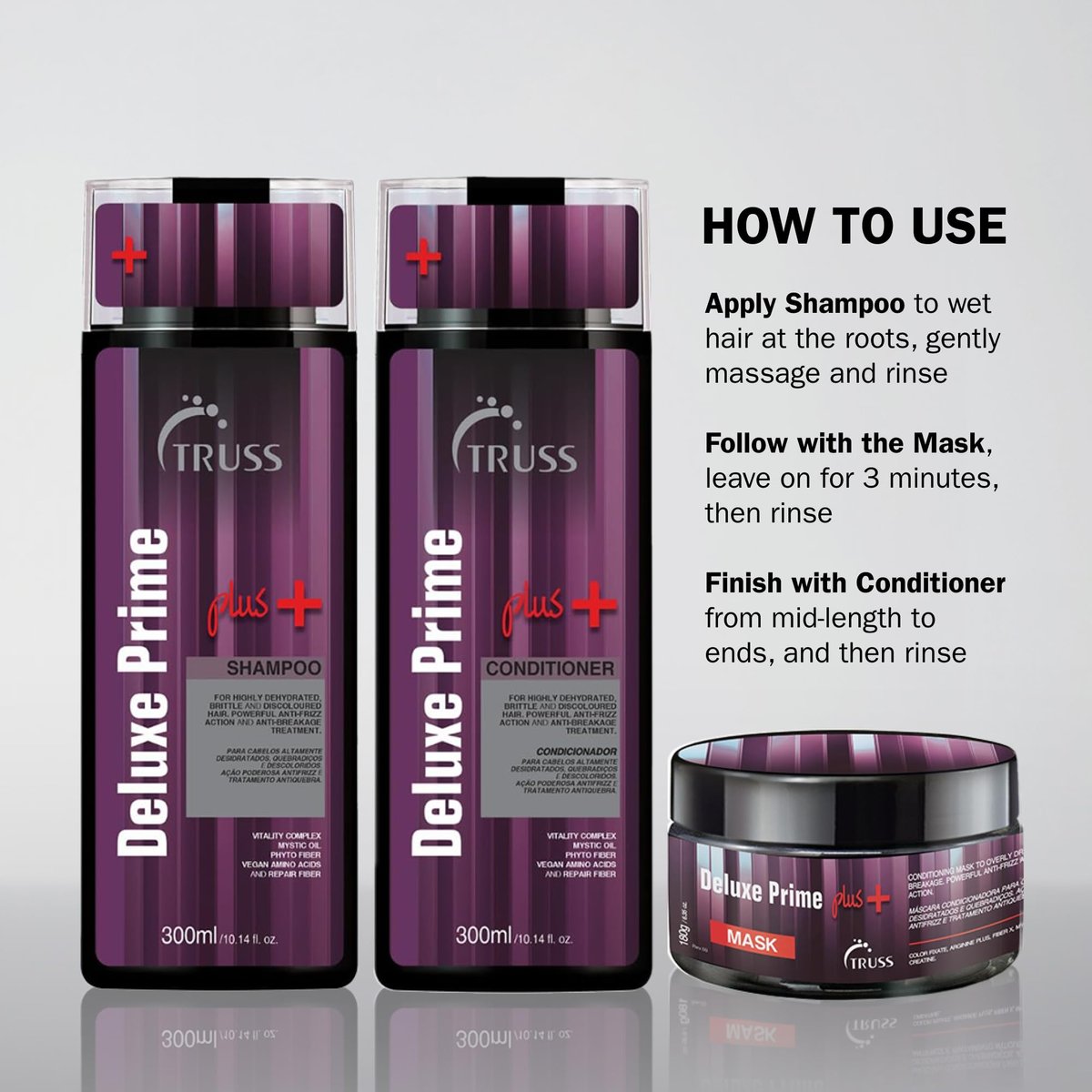TRUSS Deluxe Prime Plus+ Moisturizing Shampoo for Dry, Damaged Hair - Frizz Control & Breakage Defense, 10.1 Fl Oz Avelisse