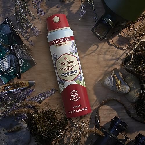 Old Spice Aluminum Free Dry Spray Men's Deodorant, 24/7 Odor Protection, Wilderness Scent of Lavender, 4.3 oz (Pack of 3) Avelisse