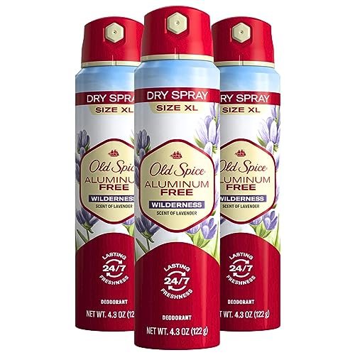 Old Spice Aluminum Free Dry Spray Men's Deodorant, 24/7 Odor Protection, Wilderness Scent of Lavender, 4.3 oz (Pack of 3) Avelisse