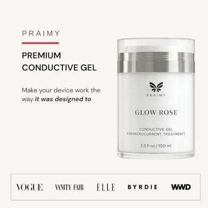 Glow Rose Premium Conductive Gel for Microcurrent & RF Devices - Leave-On, Non-Sticky Performance Skincare, 100 ml Avelisse