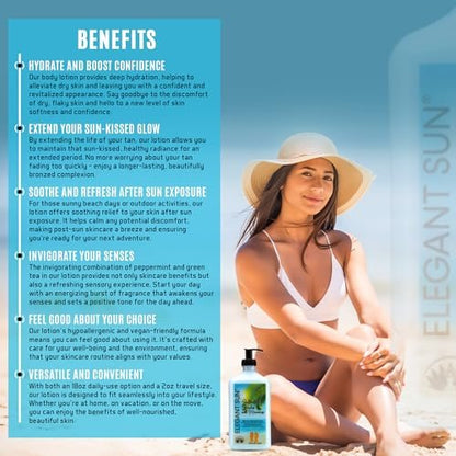 Elegant Sun After Sun Lotion & Tan Extender – Aloe Vera Moisturizer for Sensitive Skin, Ocean Breeze Scent, 18.25 oz Avelisse