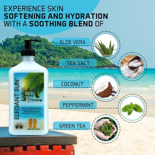 Elegant Sun After Sun Lotion & Tan Extender – Aloe Vera Moisturizer for Sensitive Skin, Ocean Breeze Scent, 18.25 oz Avelisse
