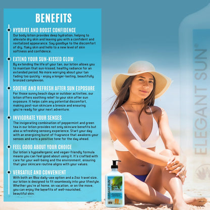 Elegant Sun After Sun Lotion & Tan Extender – Aloe Vera Moisturizer for Sensitive Skin, Ocean Breeze Scent, 18.25 oz Avelisse
