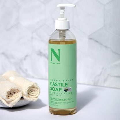 Dr. Natural Castile Liquid Soap - Multi-Use Body Wash, Shampoo and Face Wash - Hydrating Body Soap for Skin, Hair, Pets and Home - Eucalyptus - 16 oz